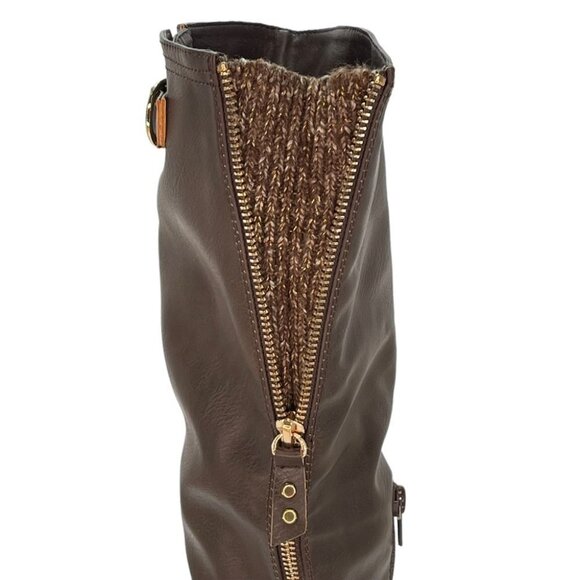 XOXO Minkler Brown Faux Leather Knee High Wide Calf Womens Boots Size 5.5W - Picture 6 of 11